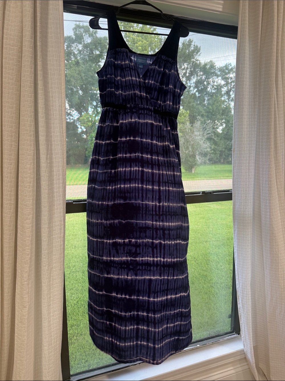 Simply Vera Vera Wang Navy and White Tie-Dye Maxi Dress